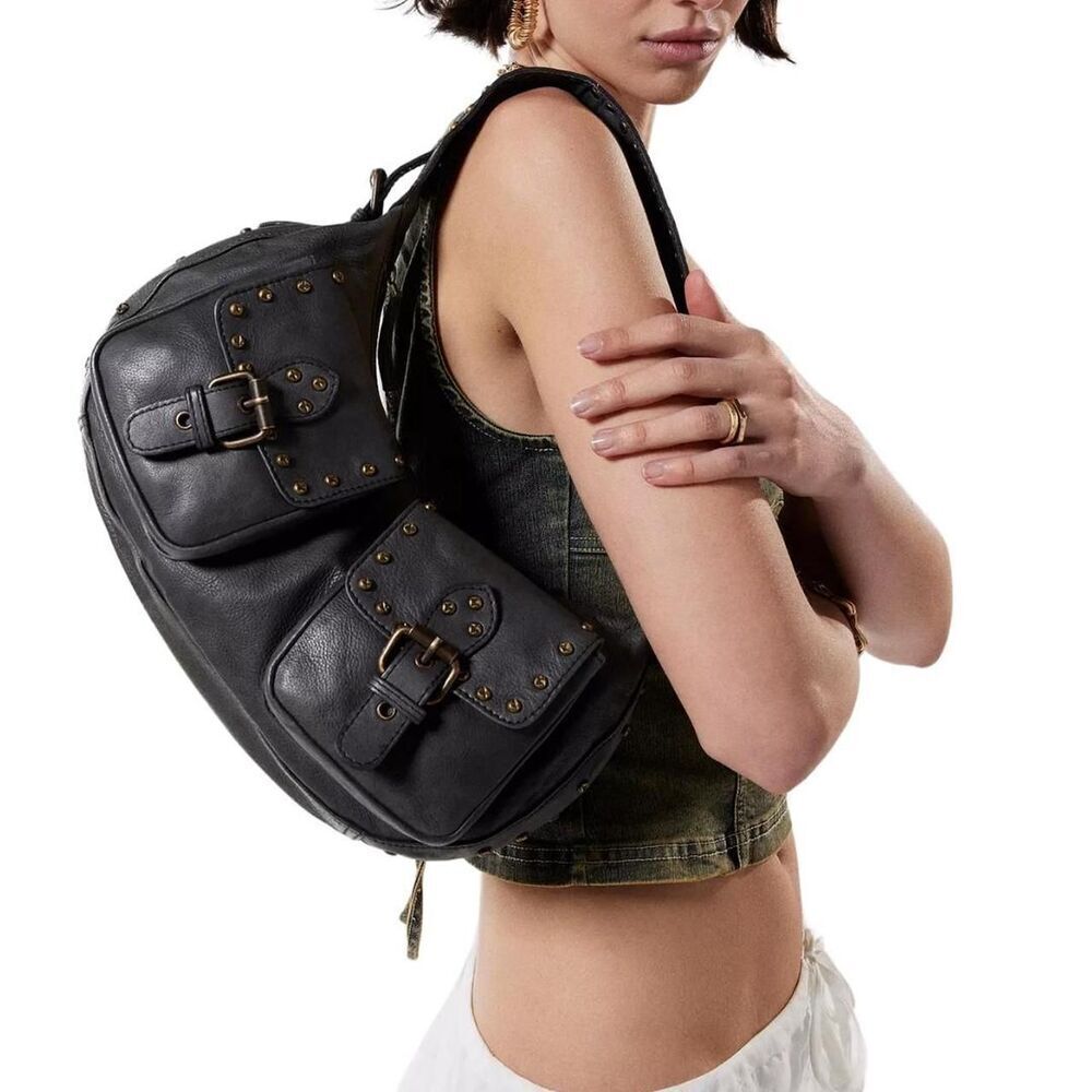 Silence + Noise Leather Crescent Bag
